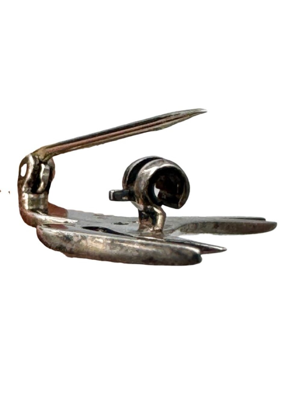 Sterling Silver Seabird Seagull Brooch Pin 1.75" Vintage Flying Bird Signed MG - Picture 7 of 11